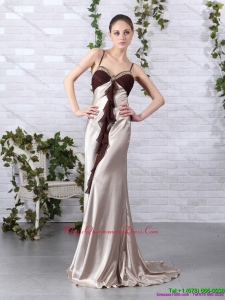 2015 Multi Color Beading Long Dama Dresses with Backless and Brush Train