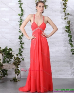 Affordable Spaghetti Straps Dama Dresses with Ruching and Beading