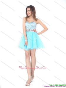 2015 The Super Hot Sweetheart Light Blue Dama Dress with Sequins