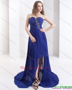 Affordable 2015 Sweetheart Dama Dress with Beading and Brush Train