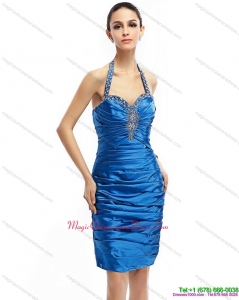 Affordable Halter Top Beading and Ruching Dama Dress for 2015