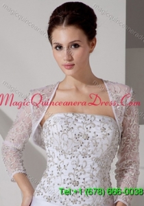 Embroidery 3/4 Sleeves Jacket With Lace