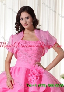 The Most Popular Open Front Quinceanera Jacket in Rose Pink For 2015