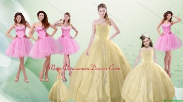 Cute Ball Gone Quinceanera Dress and Beading Baby Blue Dama Dresses and Rose Pink Halter Top Little Girl Dress