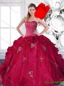 2015 Romantic Sweetheart Beading and Ruffles Quinceanera Gown with Appliques