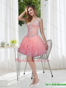 Exquisite Beading and Ruffles Watermelon Dama Dresses for 2015