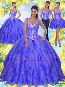 Fashionable Beading and Ruffles 2015 Sweet Sixteen Quinceanera Gowns in Lavender