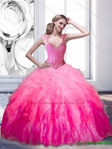 Luxury Beading and Ruffles 2015 Sweetheart Quinceanera Dresses in Multi Color