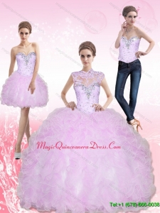 Romantic Sweetheart Beading and Ruffles Sweet 15 Quinceanera Dresses for 2015