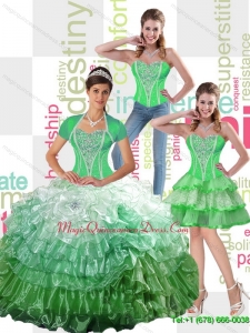 Wonderful 2015 Ball Gown Custom Made Quinceanera Dress with Ruffled Layers