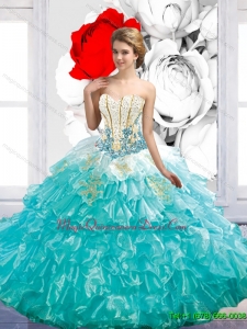 Puffy Floor Length Quinceanera Dresses with Beading and Ruffles