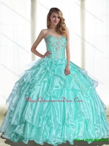 2015 Puffy Sweetheart Quinceanera Dresses with Beading and Appliques