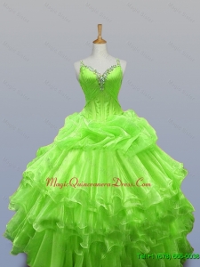 2015 Custom Made Straps Quinceanera Dresses with Ruffled Layers for Winter