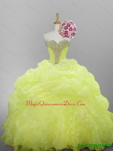 2015 Custom Made Sweetheart Beaded Quinceanera Dresses with Ruffled Layers for Fall