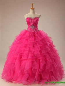 2015 In Stock Beaded Quinceanera Dresses with Ruffles in Organza