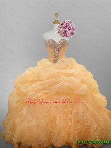 2015 In Stock Sweetheart Quinceanera Dresses with Ruffled Layers for Fall