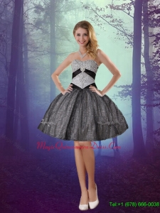 Wonderful Sweetheart Appliques Dama Dresses with Mini Length in Grey