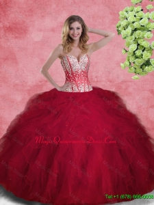 2016 Spring Fashionable Ball Gown Sweetheart Quinceanera Gowns with Beading and Ruffles