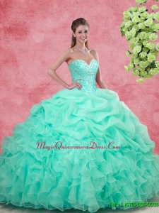 2016 Spring Pretty Sweetheart Apple Green Quinceanera Gowns with Beading