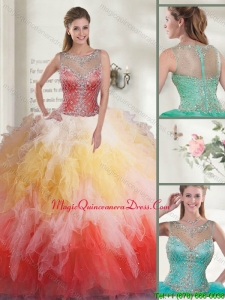 2015 Winter Popular Multi Color Quinceanera Dresses with Beading and Ruffles