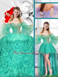 2016 Summer New Style Sweetheart Detachable Sweet 16 Gowns with Ruffles