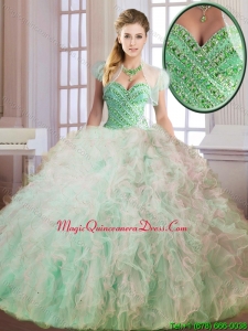 Luxury Beading and Ruffles Quinceanera Dresses in Multi Color for 2016