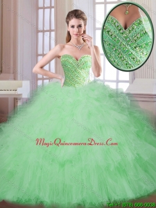 Perfect Spring Apple Green Quinceanera Gowns with Sweetheart for 2016