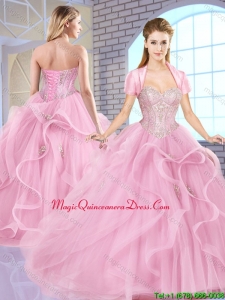 Romantic Sweetheart Lace Up Quinceanera Dresses with Beading for 2016