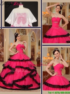 2016 Modest Ball Gown Strapless Quinceanera Gowns with Beading