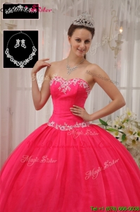 Classic Latest Ball Gown Appliques Quinceanera Dresses in Coral Red