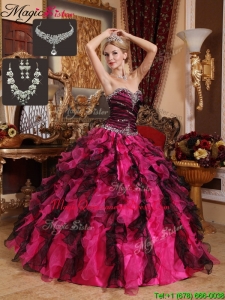 Exquisite Beading and Ruffles Sweetheart Quinceanera Gowns