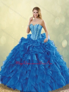 Cute Beading Sweetheart Detachable Quinceanera Dresses in Blue