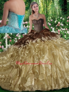 Discount Ball Gown Beading Sweet 16 Dresses with Brush Train