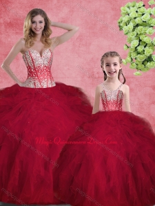 Hot Sale Wine Red Princesita with Quinceanera Dresses with Beading and Ruffles