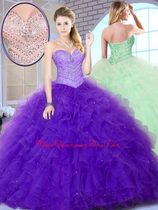 Formal Ball Gown Quinceanera Dresses with Beading and Ruffles