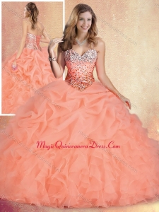 Formal Brush Train Quinceanera Dresses with Ruffles and Bubles