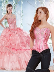 Modest Visible Boning Organza Detachable Quinceanera Dress with Beaded Bodice
