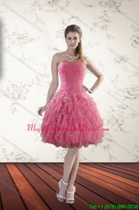 2015 Affordable Strapless Dama Dresses with Beading and Ruffles