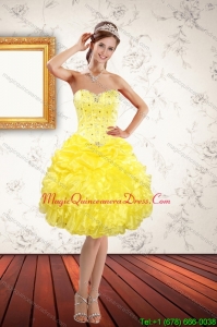 Affordable Sweetheart Beading Yellow Dama Dresses for 2015 Spring