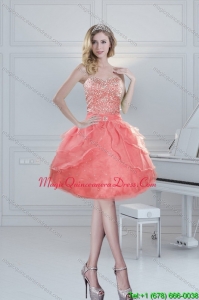 2015 Discount Sweetheart Watermelon Dama Dresses with Beading