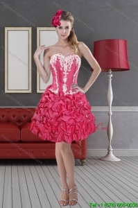 Hot Pink Sweetheart 2015 New Arrival Dama Dresses with Pick Ups and Embroidery