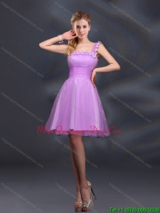 2015 Elegant A Line Straps Lilac Dama Dresses with Appliques