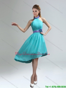 Affordable High Neck Asymmetrical Multi color Dama Dresses