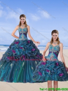 Modern Multi Color 2015 Quinceanera Gown with Hand Made Flower and Pick Ups