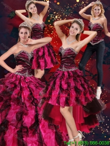 Fashionable 2015 Sweetheart Beading and Ruffles Sweet 15 Dress in Multi Color