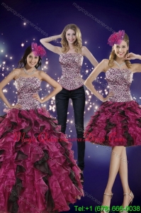 2015 Hot Sale Strapless Multi Color Quinceanera Dress with Leopard Print