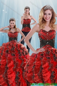 2015 Romantic Beading and Ruffles Multi-color Dresses for Quince