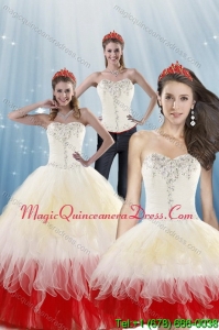 2015 Puffy Multi Color Quinceanera Dresses with BeadingLayers