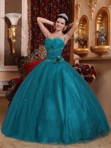 Dark Green Sweetheart Tulle Quinceanera Dress with Beading in Gettysburg PA