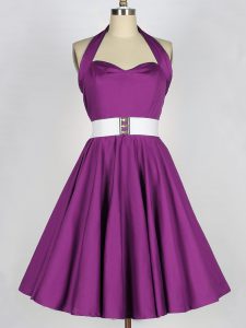 Delicate Knee Length A-line Sleeveless Purple Quinceanera Court Dresses Lace Up
